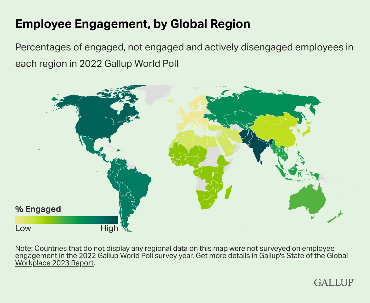 Gallup's 2022 Global map of engagement